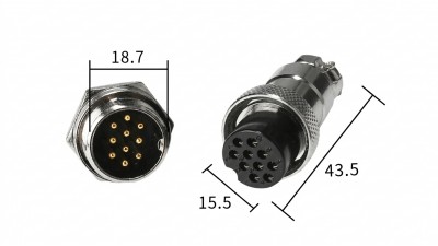 Роз'єм GX20 - 10 PIN Комплект - тато + мама (21162)