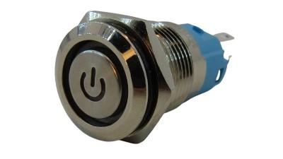 Антивандальна червона кнопка з фіксацією 16мм LED DC12-24V (20956)