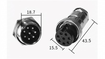 Роз'єм GX20 - 8 PIN Комплект - тато + мама (21161)