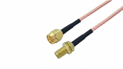 Перехідник-пігтейл SMA male — SMA female під гайку коаксіальний кабель RG316 30см 50R (21059)
