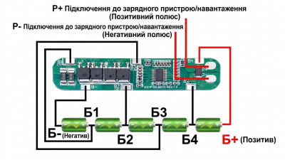 Плата захисту акумулятора BMS Li-Ion 5S 21V 15A (16257)