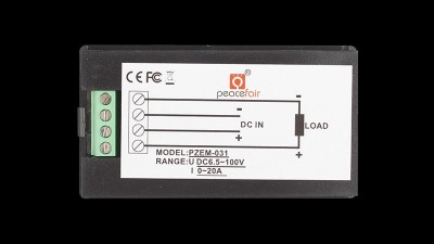 Ватметр вольтметр амперметр DC 6.5-100V 20A PEACEFAIR PZEM-031 (10263)