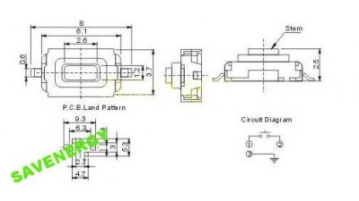 Кнопка тактова мікрик 3х6х2.5 мм SMD 5шт. (10365)