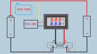 Амперметр вольтметр 100 А в комплекті з шунтом (10520)