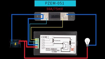 Ватметр вольтметр амперметр DC 6.5-100V 50A PEACEFAIR PZEM-051 з шунтом (10584)