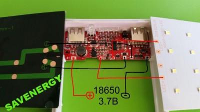 Power Bank 5*18650 2.1A ліхтар сонячна батарея 13000mAh (10632)