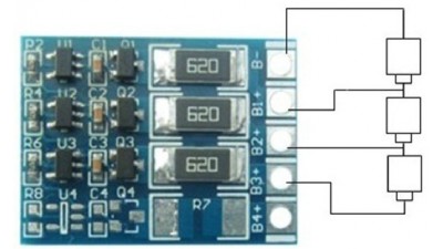 Плата балансування балансир акумуляторів LiIon 3*4.2V (11288)