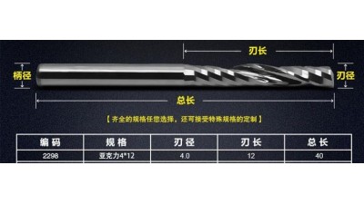 Фреза станка ЧПУ 2298 однозахідна 4мм*4мм*12мм (11767)