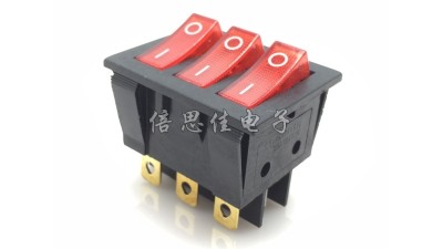 Потрійний перемикач червоний KCD3 15A 250V AC (12015)