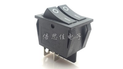 Подвійний перемикач чорний KCD3 15A 250V AC (12016)