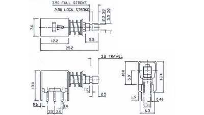 Кнопка без фіксації перемикач PS-22F02 (12263)