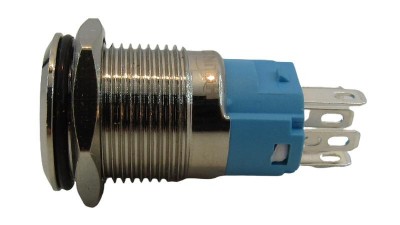 Антивандальная кнопка червона з фіксацією 16мм LED DC 9-24V (14321)