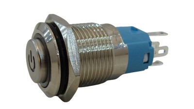 Антивандальная кнопка червона з фіксацією 16мм LED DC 9-24V (14321)