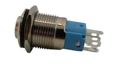 Антивандальная кнопка червона з фіксацією 16мм LED DC 9-24V (14321)