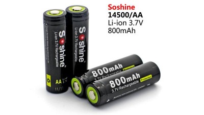 Акумулятор Li-Ion Soshine 14500 AA пальчиковий 3.7V 800mAh з захистом (14563)