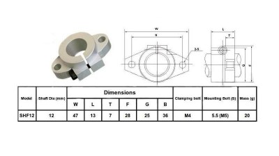 Фіксатор тримач валу SHF12 3D-принтера ЧПУ (14683)