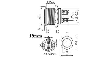 Антивандальная кнопка з фіксацією 19мм (15017)