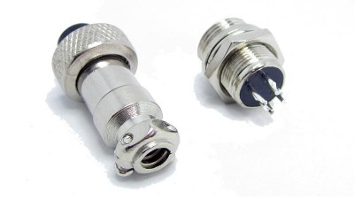 Роз'єм циліндричний GX12-4 приладове гніздо і штекер на провід (15100)