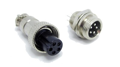 Роз'єм циліндричний GX12-5 приладове гніздо і штекер на провід (15102)
