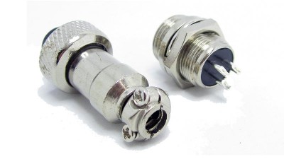 Роз'єм циліндричний GX12-5 приладове гніздо і штекер на провід (15102)