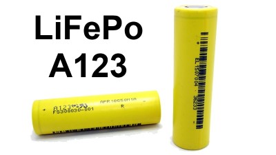 Високострумний акумулятор літій ферум LiFePo 18650 1500mAh 18mOm A123 (15191)