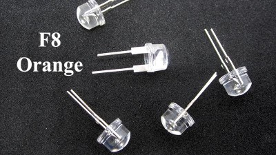 Світлодіод F8 3V 8mm оранжевий прозорий (15341)