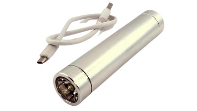 Power Bank павербанк 1*18650 з ліхтариком LED 3W сірий (15476)
