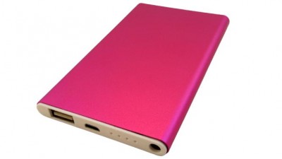 Powerbank slim павербанк тонкий Mi рожевий 5V 1A 4000mAh (15697)