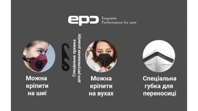 Захисна маска респіратор EPC з фільтром KN95 grey 5 шарів (15731)
