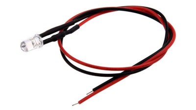 Світлодіод LED F5 5мм 5V зелений з проводом 18-20см (15852)