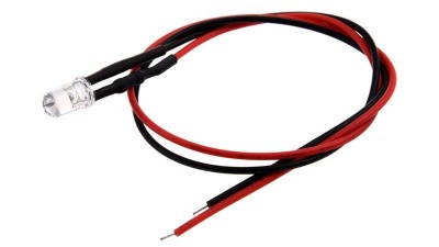 Світлодіод LED F5 5мм 5V червоний з проводом 18-20см (15853)