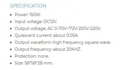 Інвертор автомобільний DC 12V to AC 220V 150W (15936)
