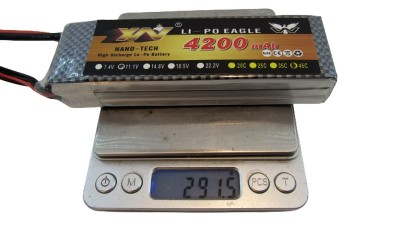 Акумулятор квадрокоптера LiPo 11.1V 45C 4200mah 3S XT60 292г 135*43*27мм (16022)