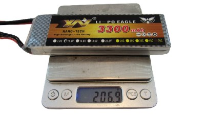 Акумулятор квадрокоптера LiPo 11.1V 70C 3300mah 3S XT60 207г 135*43*18.5мм (16023)