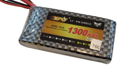 Акумулятор квадрокоптера LiPo 7.4V 70C 1300mah 2S JST 73г 70*34*15мм (16027)