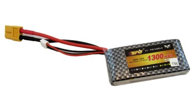 Акумулятор квадрокоптера LiPo 7.4V 70C 1300mah 2S JST 73г 70*34*15мм (16027)