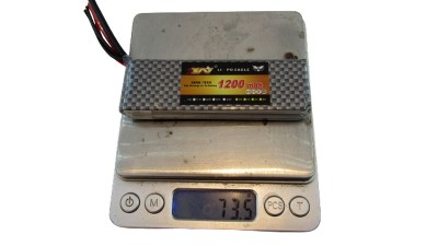 Акумулятор квадрокоптера LiPo 7.4V 45C 1200mah 2S JST 78г 100*30*12мм (16029)