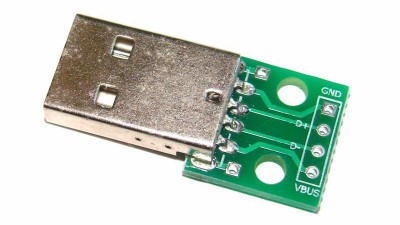 Штекер USB на платі USB-A PCB з розпіновкою (16037)