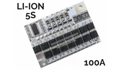 Плата захисту акумулятора BMS для Li-Ion з балансуванням 5S 21V 100A (16079)