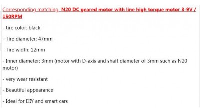 Зносостійке гумове колесо для розумного автомобіля 47*12mm під двигун N20 (16080)