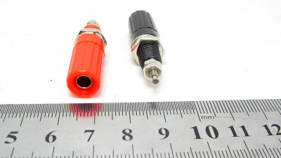 Пара клем на приладовий блок різьба 6.5мм і 2.5мм червона і чорна (16091)