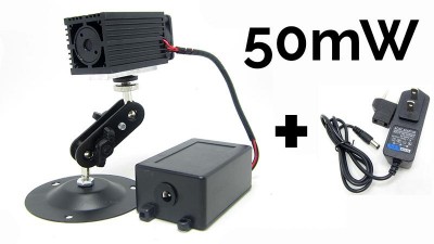 Лазерний модуль 50mW з алюмінієвою підставкою і блоком живлення 12V (16133)