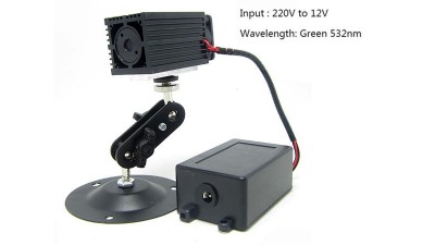 Лазерний модуль 100mW з алюмінієвою підставкою і блоком живлення 12V (16134)