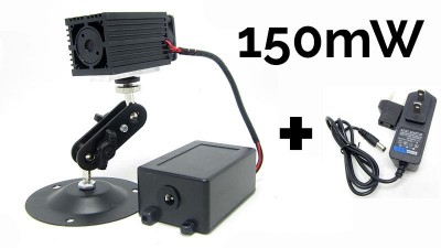 Лазерний модуль 150mW з алюмінієвою підставкою і блоком живлення 12V (16135)