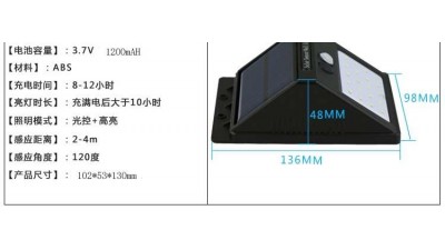 Вуличний світильник із сонячною панеллю і акумулятором 20*LED (16230)