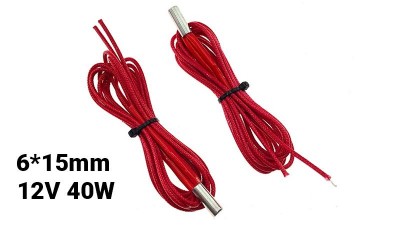 Нагрівач керамічний 12V 40W для 3D-принтера 6*15mm (16242)
