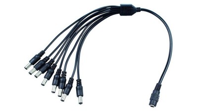 Кабель перехідник для відеоспостереження DC 5.5*2.1mm 8в1 30см мама-тато (16292)