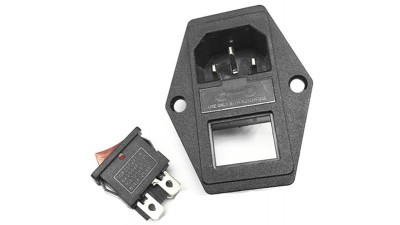 Роз'єм живлення силовий з вимикачем розетка з вимикачем 47*37мм (16302)