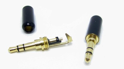 Аудіо штекер мідний позолочений стерео 3.5мм mini jack 24K (16348)