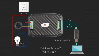 Ватметр змінного струму Peacefair PZEM-016 RS485 Modbus 100A Split-CT (16651)